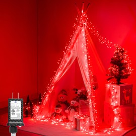 Minetom Christmas Lights Outdoor Cluster Lights - 200 LED 10 Ft Christmas Firecrackers String Lights, 12 Modes Timer Waterproof Connetable Plug in Twinkle Fairy Lights for Xmas Tree Party, Red