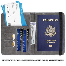 Kakulan Passport Holder Cover Wallet – RFID Blocking Leather Passport Case with Card Slots, Waterproof Travel Wallet Organizer for Travel Essentials, International Documents for Men and Women