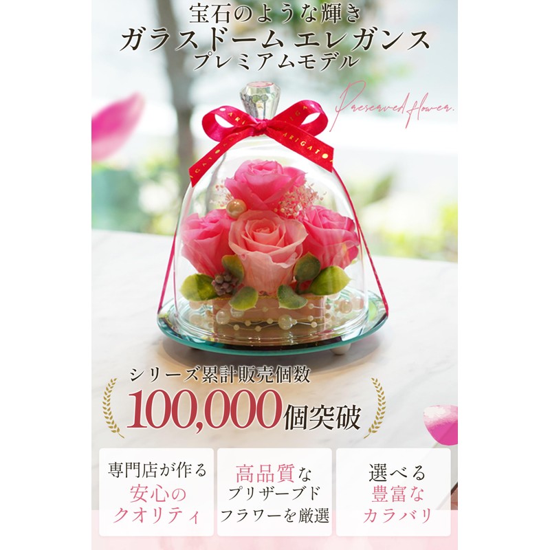 IPFA Preserved Flower, Glass Dome, Elegance, Premium (Thank You Model),