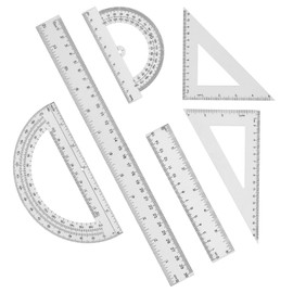 Plastic Clear Ruler Math Set-4 12 Inch 6 Inch Transparent Straight Ruler, 30/60 and 45/90 Triangle Ruler Geometry Math Transparent Ruler Measuring Tool for School Office Home Teachers Kids Supplies