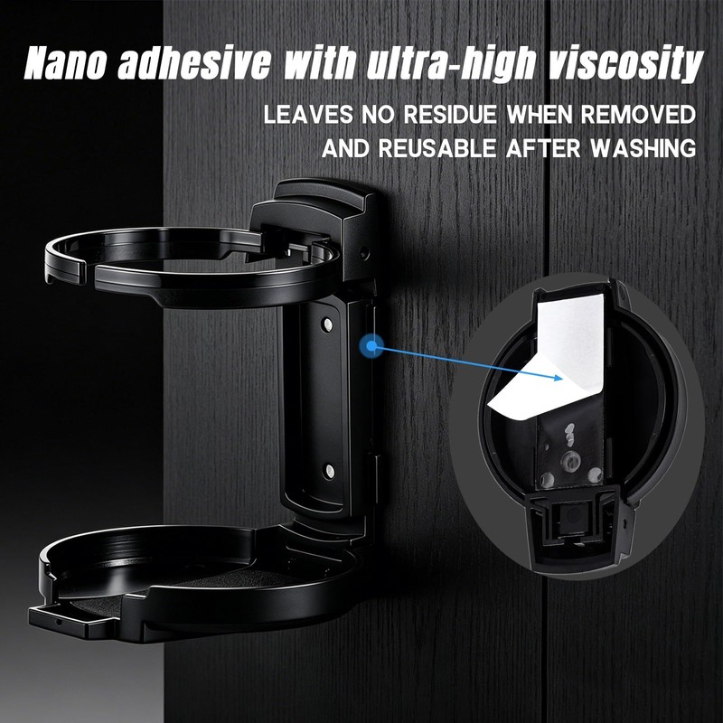 LITTLEMOLE Adjustable Folding Cup Holder, Wall Mounted Cup Holder for
