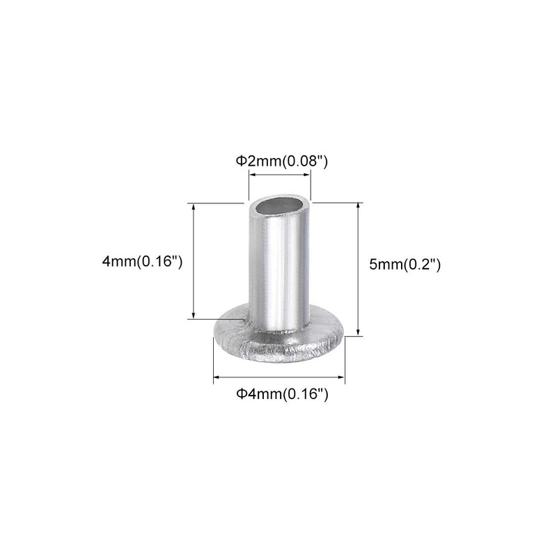 sourcing map 100 Pcs 2mm x 4mm Aluminum Flat Head