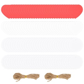 FIMWOLZ 120 Stück Kraftpapier Geschenkanhänger, herzförmig, rund, blumenförmig, Anhängeretikett mit 16 m Seil, Geschenketikett Bastelkarte für Handarbeit, Hochzeitsgeschenk, Weihnachten