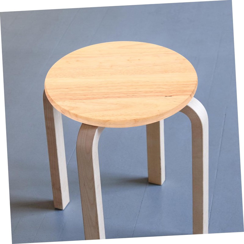 KONTONTY Round Wooden Stool Seat Replacement Sturdy Rubberwood Top for