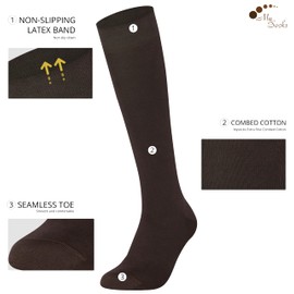 Mysocks Knee High Socks for Women and Men - 3 Pair Breathable Combed Cotton Seamless Toe Unisex Long Socks - Casual Plain High Knee Length Socks