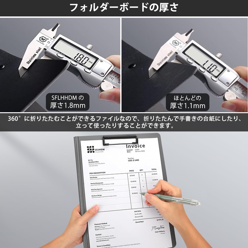 SFLHHDM Clipboard 360 Degree Foldable, Clip Holder, Bender A4 Folding,