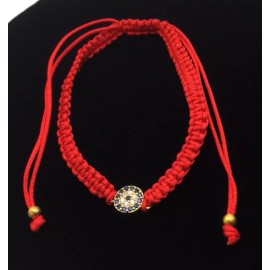 Evil Eye With Stones Charm red Cord Bracelet For Good Luck Gold