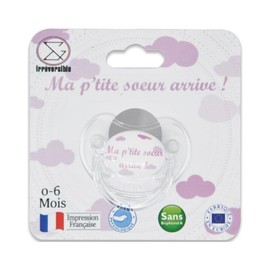 Baby Pacifier Gift to indicate your pregnancy to your little sister, original idea for pregnant women, dummy 06 months, French & European standards