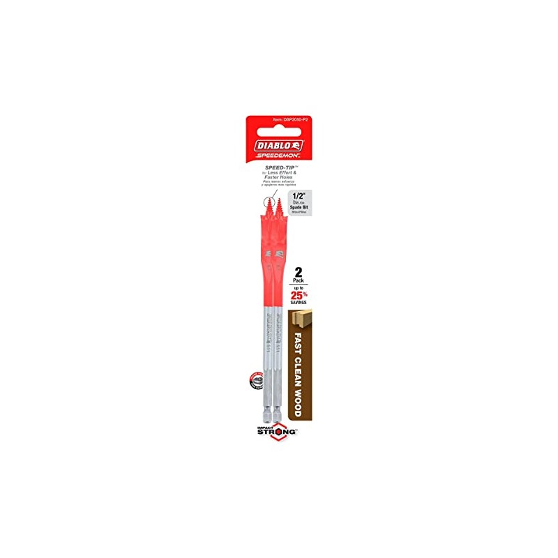 Diablo Spade Bits for Wood - 1/2" Diameter, 1/4" Hex