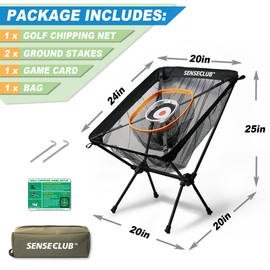 SENSECLUB Foldable Chipping Net, Indoor Chipping Net with Mat, Practice Golf Net Chipping Target, Outdoor Backyard Golf Game Gifts for Golfer