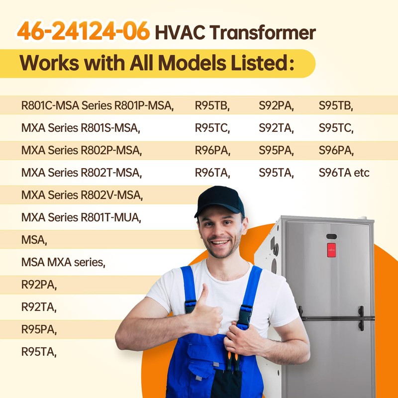 OEM 46-24124-06 4011F-5 HVAC Transformer 40 VA 120/24V Compatible with