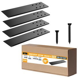 ALBO 20" Heavy Duty Flat Countertop Support Brackets 4 PCS, 300 lb 1/4" Steel - Hidden Flush-Mount Corbel | Matte Black Powder-Coated with Screws for Quartz Granite Wood Kitchen Island Bar Tops