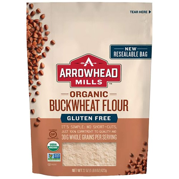 Arrowhead Mills Organic Buckwheat Flour, Gluten Free, 22 Ounce Bag (Pack of 6)