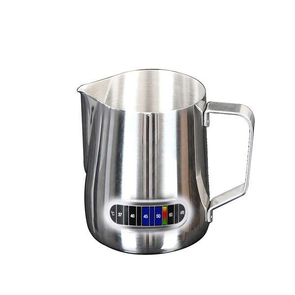 Coffee Milk Frothing Cup, Stainless Steel Espresso Steaming Milk Frothing Pitcher with Temperature Display, Espresso Steaming Pitcher Latte Art for Bar Making Coffee Cappuccino(Size:350ml)