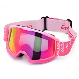 mjmoto Motorcycle Safety Goggles for Women Men Anti Slip Strap Scratch Resistant Dirt Bike ATV MX DH MTB Snowboarding (Pink)