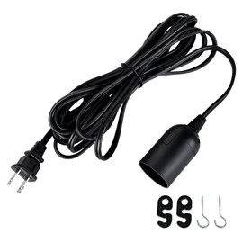 Simple Deluxe 15 Feet 360W Extension Hanging Lantern Pendant Light Lamp Cord Cable E26 Socket On/Off Switch (No Bulb Included), Black