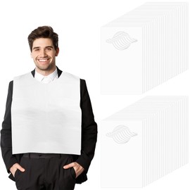 Styquenzer 50 Pcs Disposable Adult Bibs for Women Men, Disposable Adults Plastic Bibs for Elderly Eating Single Use Dining Clothing Protectors Oil-Proof Adult Bib for Women, Men