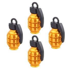 TOMALL Grenade Shape Style Tyre Valve Stem Caps, Gold