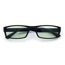 Mens Hippie Pimp Color Lens Narrow Rectangular Black Frame Sunglasses Green