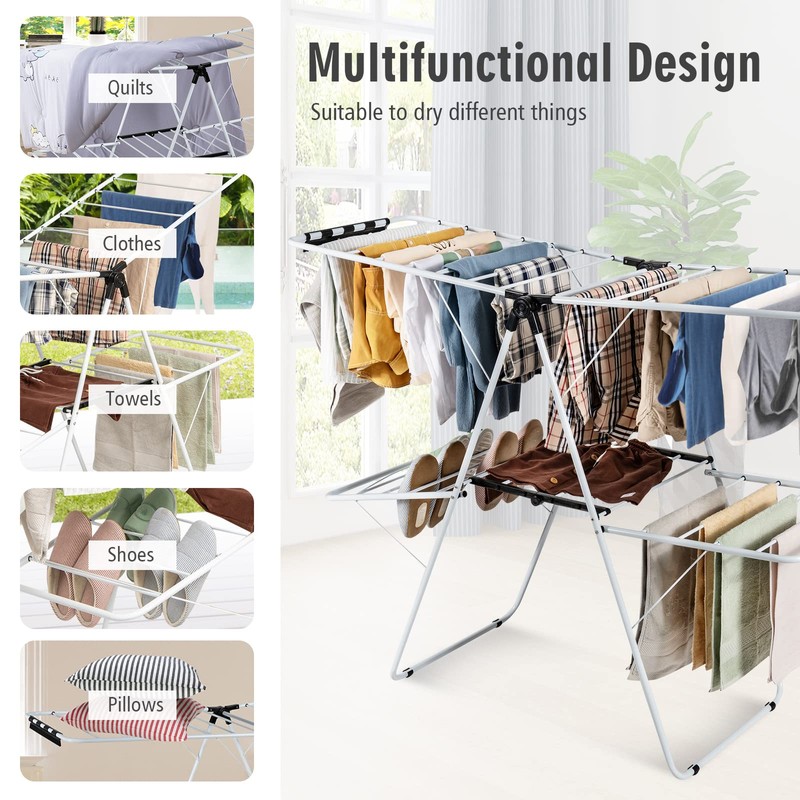 Nightcore 2-Layer Clothes Drying Rack, Aluminum Drying Rack with Adjustable