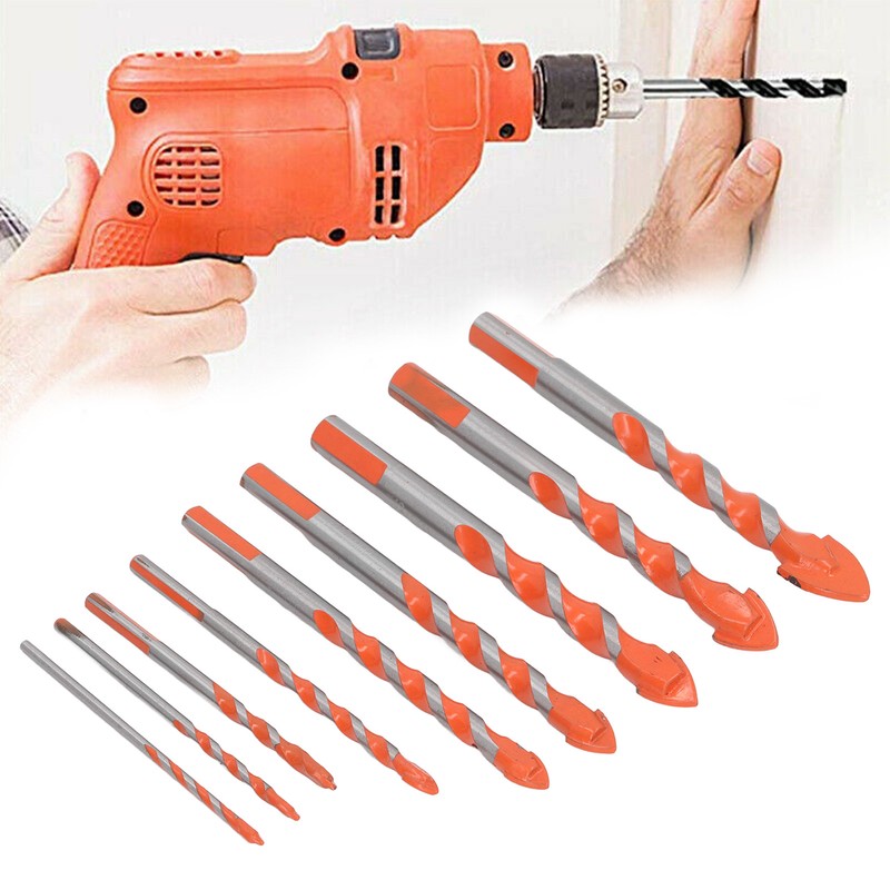9Pcs Masonry Drill Bits Set Cemented Carbide Industrial Strength Carbide