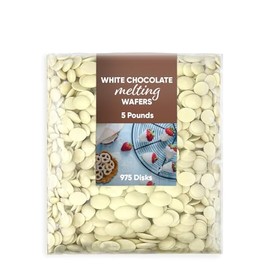 Melting Chocolate Candy Melts 5 Pounds approx 975 - White Chocolate Melting Wafers - Chocolate Candy Melts Perfect for Baking, Dipping, and Chocolate Fountain - White Chocolate Discs for Candy Making and Melting in a Chocolate Fountain Chocolate Melts