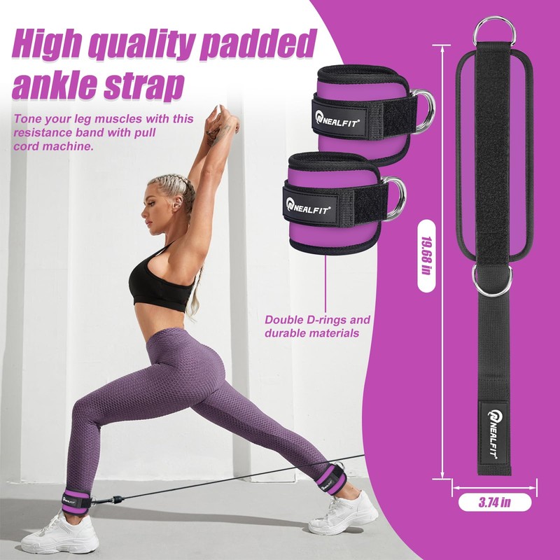 NEALFIT Ankle Strap for Cable Machine, Gym Ankle Cuff for