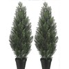 Two 3 Foot Outdoor Artificial Cedar Trees Potted Plants