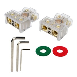 2 Pcs Battery Terminal Connectors 0/2/4/6/8AWG with Shims Protector Cover for Cars Caravans RVs Trucks Pickups