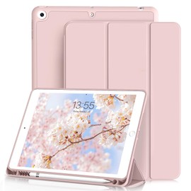 zoyu ZOYU Case for iPad 9th/8th/7th Generation with Pencil Holder, Slim Stand Smart Case with Soft TPU Back Cover, Auto Sleep/Wake for iPad 10.2 Inch 2021/2020/2019, Pink