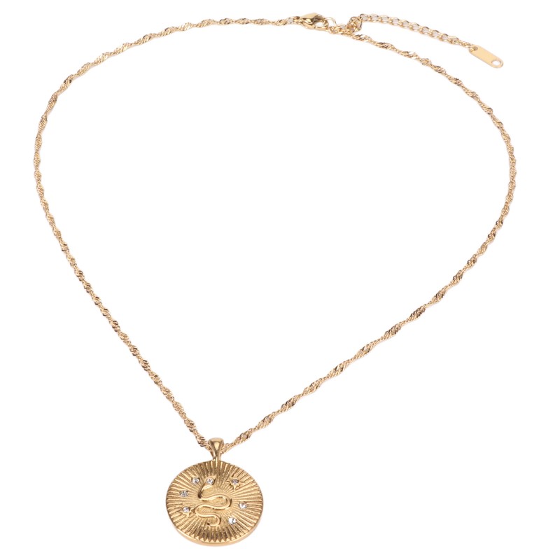 White Zircon Women Necklace Snake Pattern Electroplated Fashionable Female Pendant