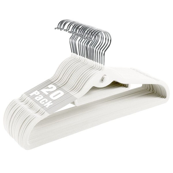 Velvet Clothing Hangers Slim Stackable Non-Slip White Suit Hanger Space