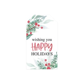 100 Pine and Berry Holiday Favor Gift Tags / 2" x 3.5" Watercolor Christmas Gift Tags
