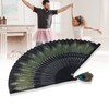 Abanicos Españoles Abanico Grandes Abanico Verde,Folding Fan Black Bones Beautiful