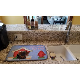 Caroline's Treasures BB2883DDM Dog House Collection Wire Haired Dachshund Chocolate Dish Drying Mat Absorbent Dish Drying Mat Pad for Kitchen Counter Dish Drainer Mat for Countertop, 14 x 21", Multico