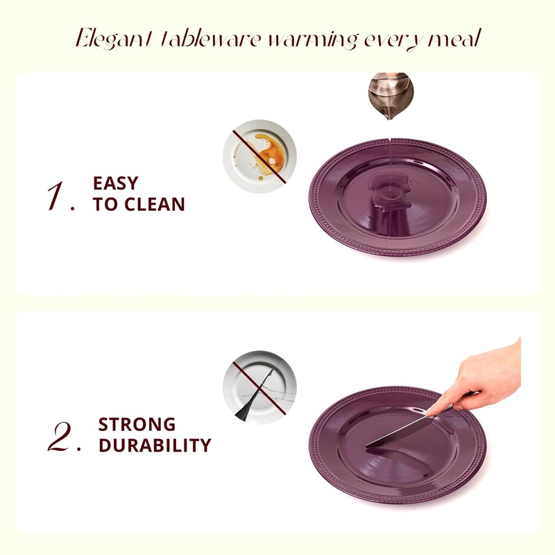 HomeVss, Pearl Dots Stoneware Dinnerware Set (20pc Set, Purple)