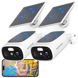 2pc 2.4G/5G WiFi Cameras for Home Security with Double Solar Panels,2K Solar Security Cameras Wireless Outdoor, Color Night Vision,2-Way Talk,Spotlight, Siren,IP66, Cloud/SD, AI Detection, W/Alexa