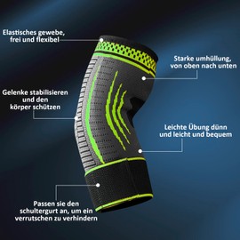 Elbow Support for Men and Women, 1 Piece, Compression Elbow Bandage, Adjustable Elbow Support for Left and Right Hand, Tennis Elbow, Golf Elbow, Arthritis, Tendinitis (Green, S)