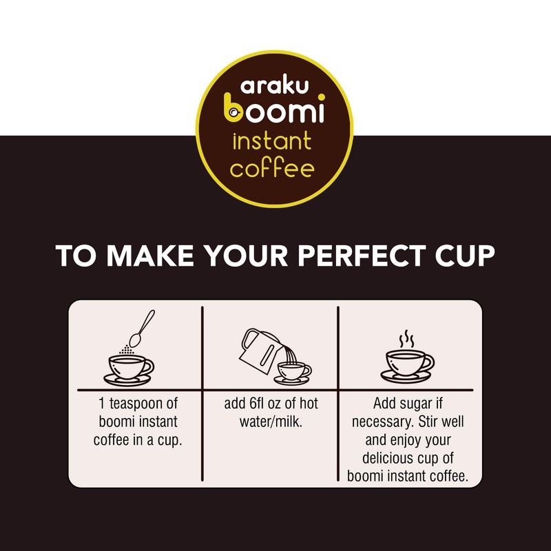Boomi Premium Single Origin Instant Coffee Powder - Medium Roast,