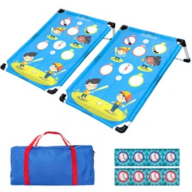 Portable PVC Framed Cornhole Game Set with 2 Collapsible Cornhole Boards, 8 Bean Bags and Carrying Case, Waterproof Mini Cornhole Set, Outdoor Indoor Yard Toss Games Rainbow Design (3 x 2-feet)