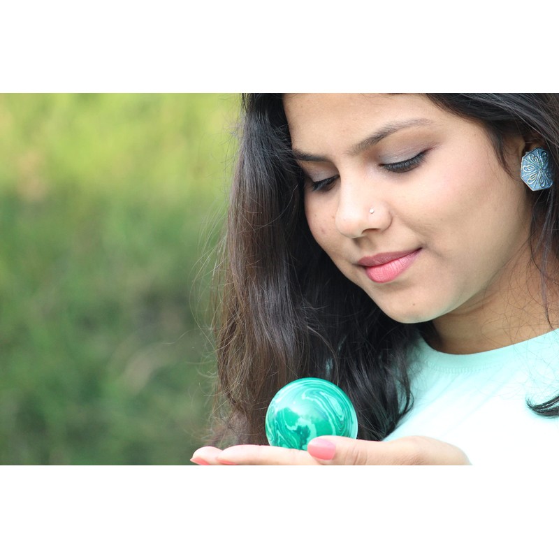 Jet International Malachite 45-50 mm Ball Sphere Gemstone A+ Hand