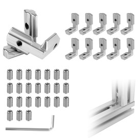 12 Stk T-Nut Innenwinkel M6 Nutensteine T Nut Schiene 4040 Nut M6 Alu Winkel,L-Form Aluprofil Verbinder mit Schrauben Winkelschiene für Aluschiene C Aluprofil-Extrusionsschlitz EU Standard-40-Serie