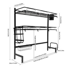 Over The Sink Dish Drying Rack, 2-Tier Multifunctional Over The Sink Dish Rack, Large Storage Space Kitchen Dish Drying Rack for Storing Seasonings, Dishes, Chopsticks, Cutting Boards (32.3in)