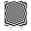 Optical Illusion Shower Curtain Black White Checkboard Pattern Reflecting Symmetric