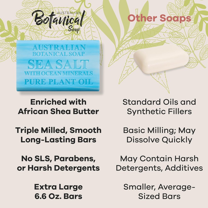 Australian Botanical Soap, 6.6 OZ, Sea Salt and Ocean Minerals,