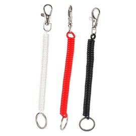 Gadpiparty 3Pcs Retractable Key Ring Durable Spiral Key Coil Spring Stretchy Coil for Keys Bags Phones Elastic Keychain Loop Transparent