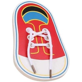 JIzian 1Pc Red Shoes Learning Toy Learn to Tie Your Own for Practical Learning Toys for Young Training Board Early Wooden Threading Lacing Shoes, Art Craft Kits