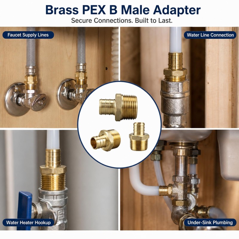 Pex Crimp Fitting, 6 Pack, 1/2" male Adapter, F1807 C46500