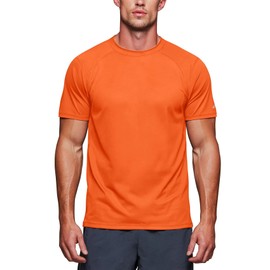 Men's Workout Shirts Dry Fit(Bright Orange,L)