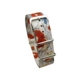 HNS Watch Bands - Choice of Pattern & Width (18mm, 20mm, 22mm) - Ballistic Premium Nylon Watch Straps (22mm, Red Flowers)